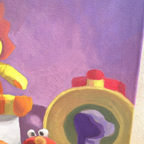 Unframed Original Art on Canvas "Favorite Plush Character Corner" 16" x 20" - Picture 8 of 12